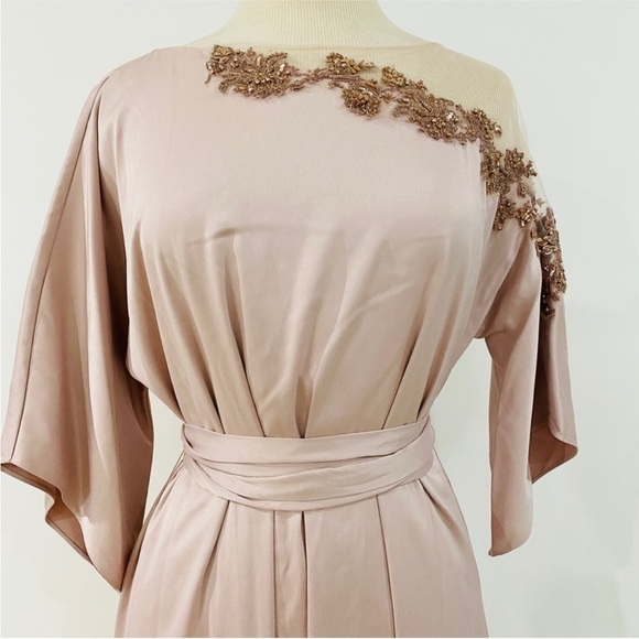 Marchesa Notte Embellished tulle-paneled silk-satin gown in pink blush NWT - Picture 6 of 12